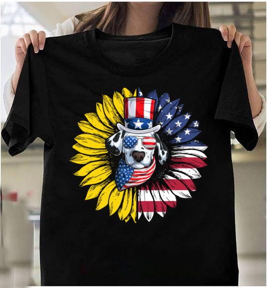 4th Of July Shirt, Dalmatian Dogs Patriotic American Flag Shirt, Funny Dalmatian And Sunflower T-Shirt 4th Of July Shirt, Dalmatian Dogs Patriotic American Flag Shirt, Funny Dalmatian And Sunflower T-Shirt