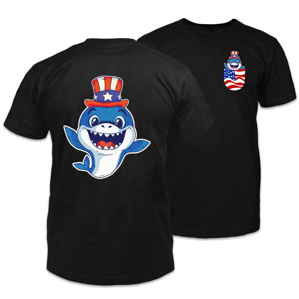 4th Of July Shirt, Funny Fourth Of July Shirts, Baby Shark America Hat Double Side Printed T-Shirt 4th Of July Shirt, Funny Fourth Of July Shirts, Baby Shark America Hat Double Side Printed T-Shirt