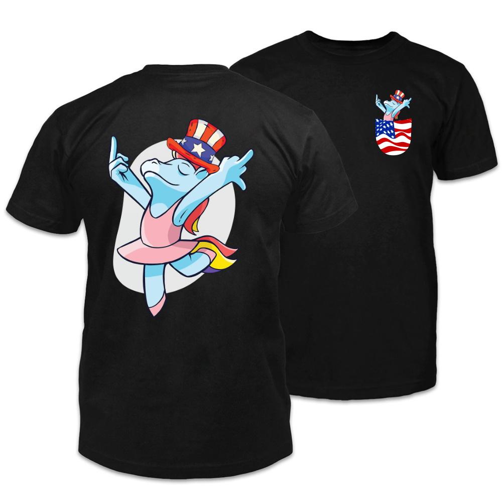 4th Of July Shirt, Funny Fourth Of July Shirts, Funny Unicorn America Hat Double Side Printed T-Shirt