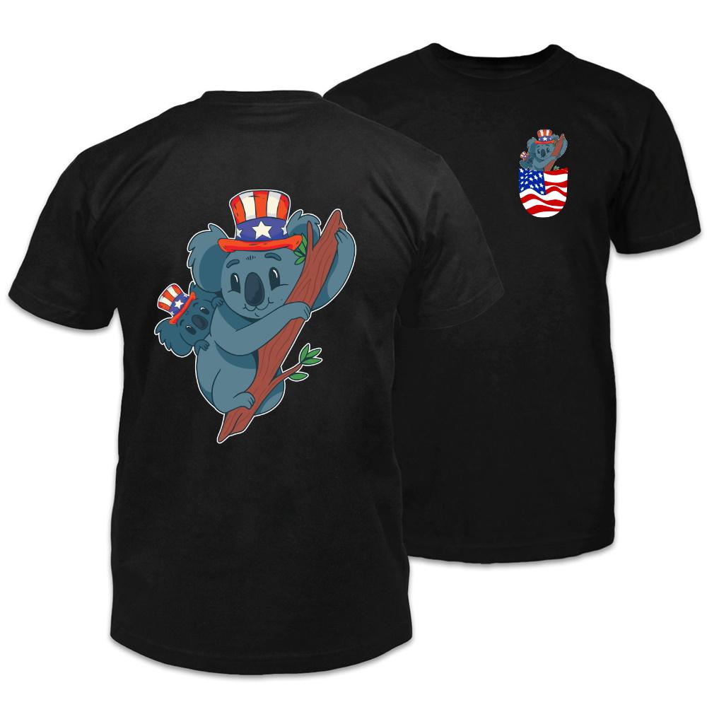 4th Of July Shirt, Funny Fourth Of July Shirts, Koala America Hat Double Side Printed T-Shirt