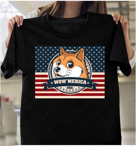 4th Of July Shirt, Independence Day Gift, Wowmerica USA Shiba American Flag T-Shirt