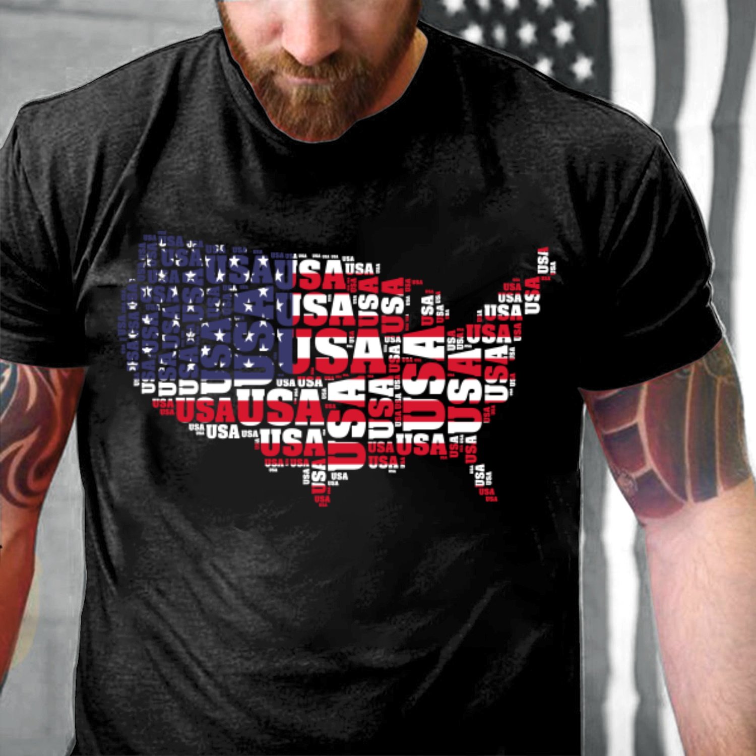 4th Of July Shirt, Independence Day Gift Ideas, United States Map Flag Words T-Shirt