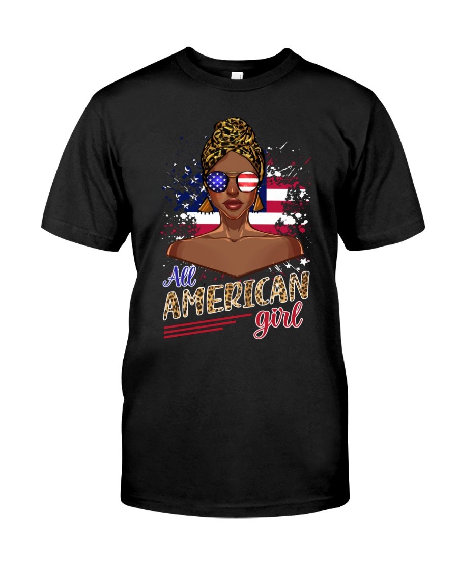 Black Woman Shirt, Black Queen Shirt, Black Girl Headwrap All American T-Shirt KM1407 Black Woman Shirt, Black Queen Shirt, Black Girl Headwrap All American T-Shirt KM1407