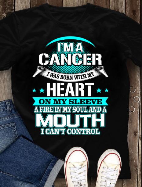 Cancer Girl Unisex Shirt, Cancer Zodiac Birthday Gift, I'm A Cancer I Was Born With My Heart On My Sleeve T-Shirt Cancer Girl Unisex Shirt, Cancer Zodiac Birthday Gift, I'm A Cancer I Was Born With My Heart On My Sleeve T-Shirt