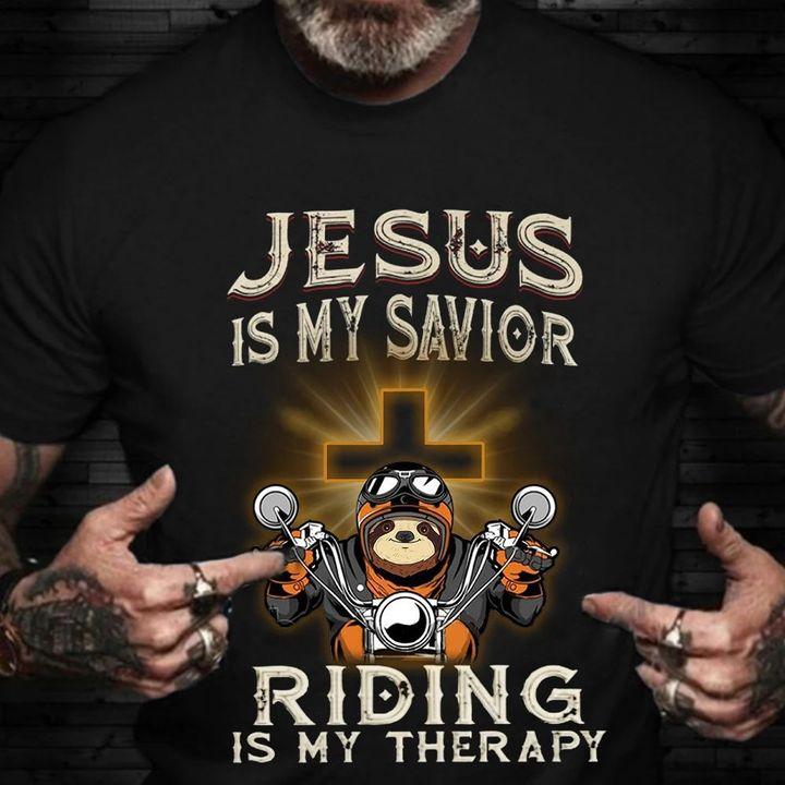 Christian Shirt, Jesus Shirt, Jesus Is My Savior Riding Is My Therapy T-Shirt KM1008