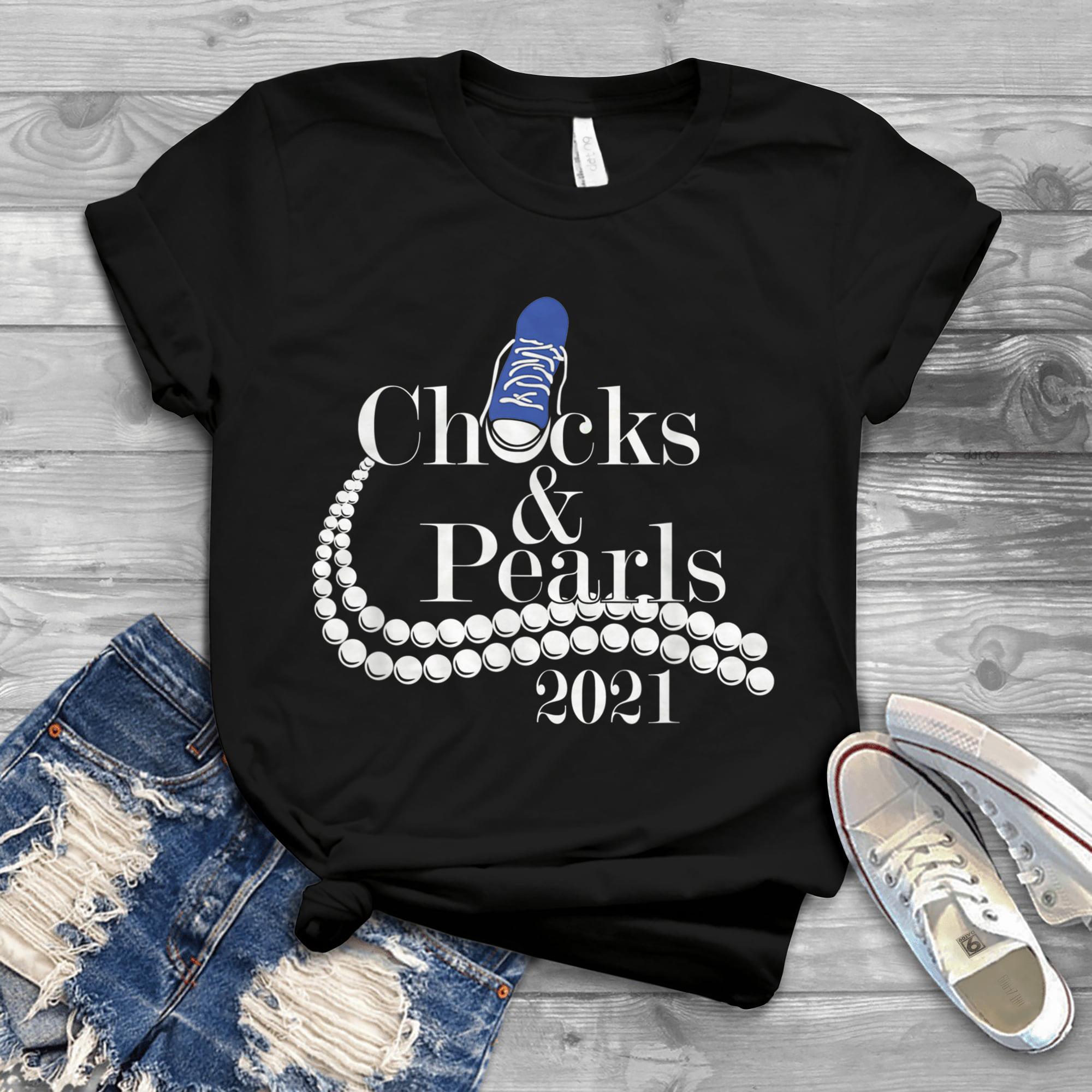 Chucks & Pearls Blue Sneakers T-Shirt Chucks & Pearls Blue Sneakers T-Shirt