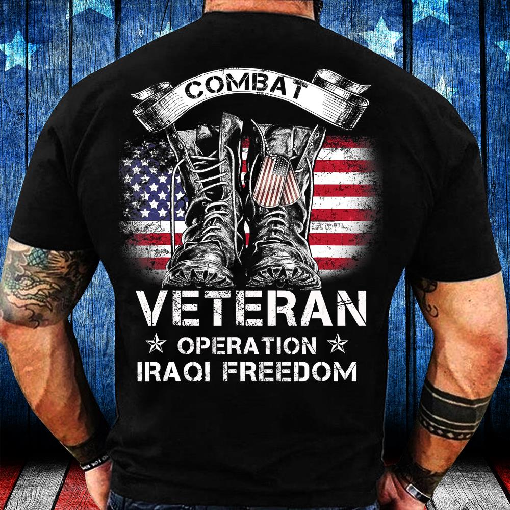 Combat Veteran Iraqi Freedom Military American Flag Gift T-Shirt Combat Veteran Iraqi Freedom Military American Flag Gift T-Shirt