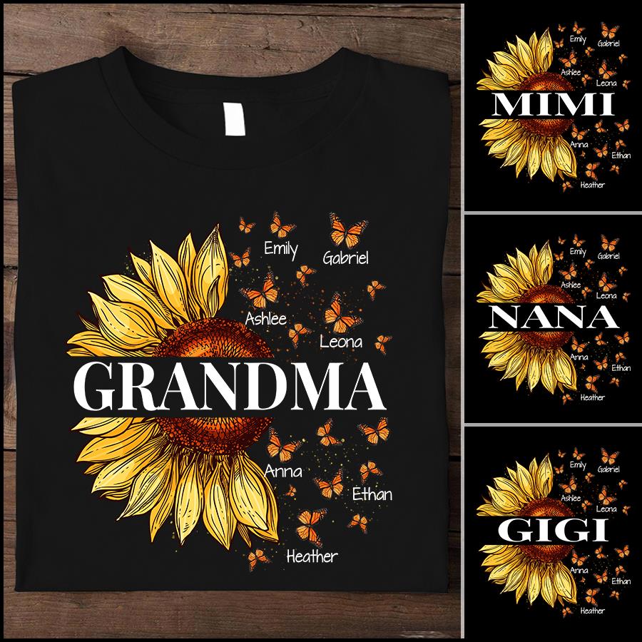 Custom Shirt, Grandma Shirt, Happy Mother Day Gift, Sunflower Grandma T-Shirt KM0906