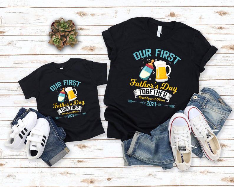 Father Baby Matching Shirts, First Father's Day Shirt, Personalized Dad Shirt, Father's Day Together Shirt Father Baby Matching Shirts, First Father's Day Shirt, Personalized Dad Shirt, Father's Day Together Shirt