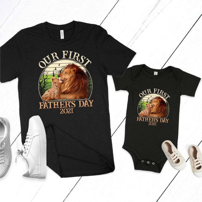 Father Baby Matching Shirts, Our First Father's Day Shirt, Funny Dad Shirt, Lions Dad Baby Shirt Father Baby Matching Shirts, Our First Father's Day Shirt, Funny Dad Shirt, Lions Dad Baby Shirt