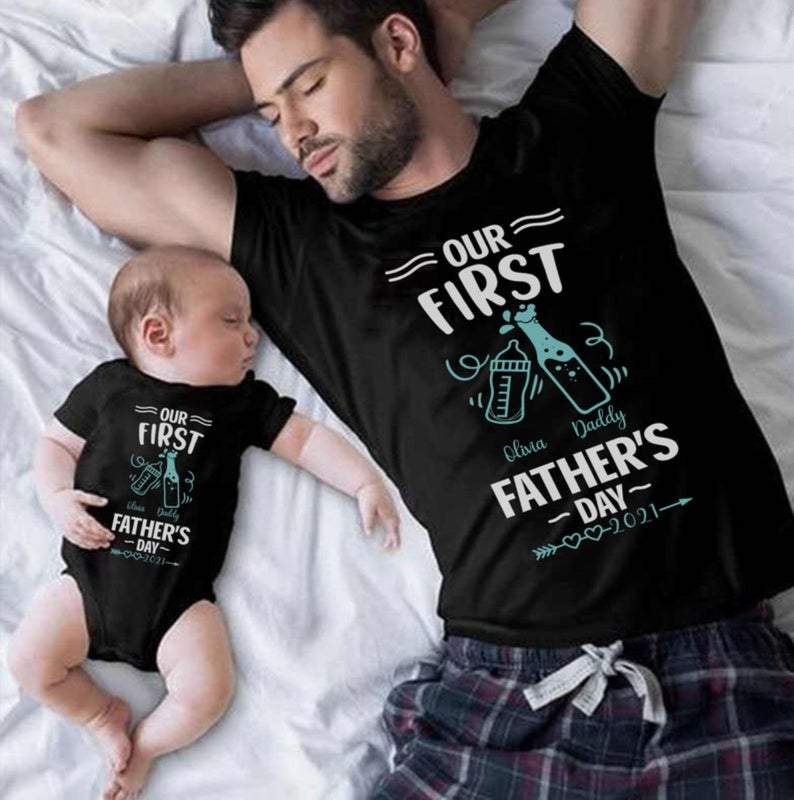 Father Baby Matching Shirts, Personalized Shirt, Our First Father's Day Shirt, Funny Dad Shirt Father Baby Matching Shirts, Personalized Shirt, Our First Father's Day Shirt, Funny Dad Shirt