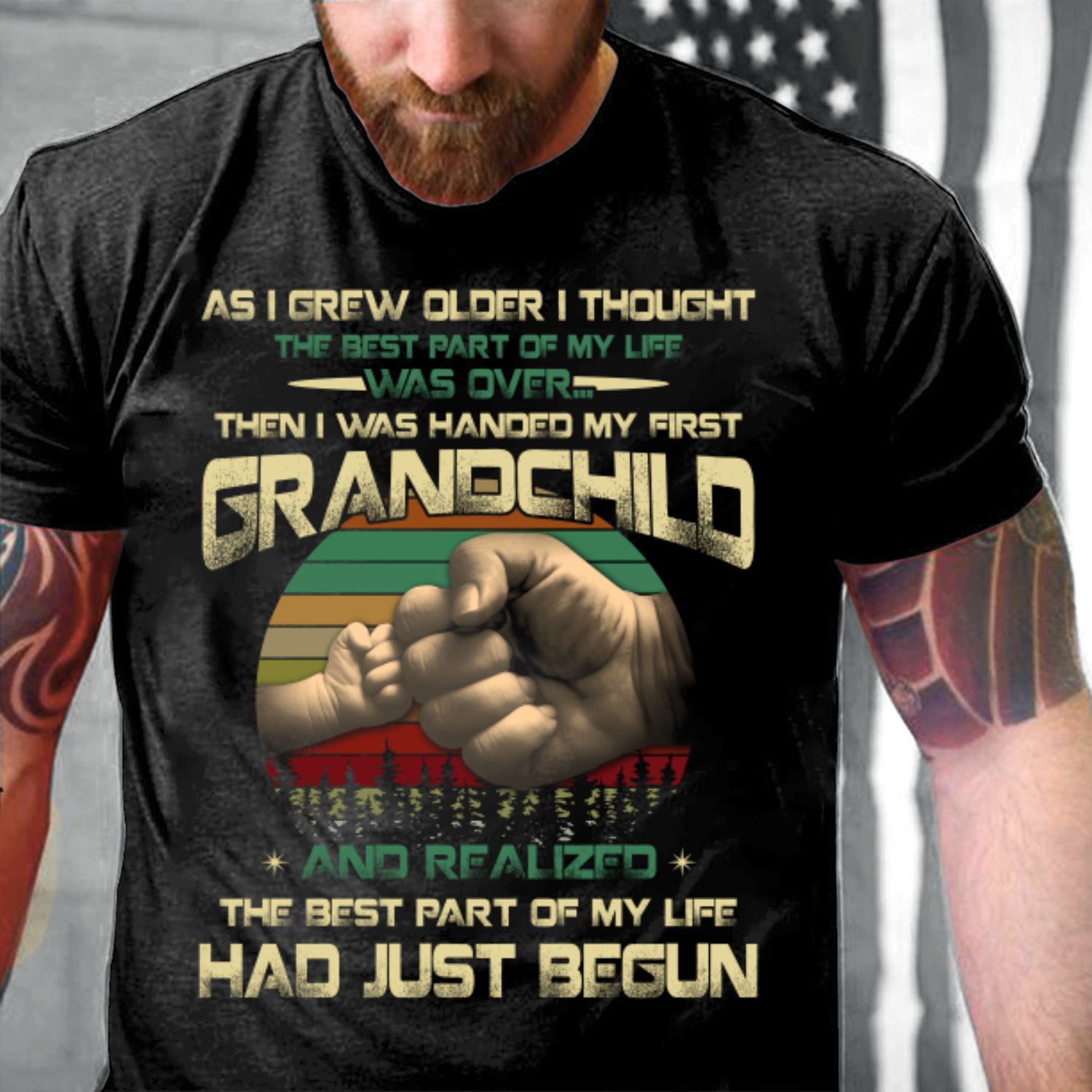 Father's Day Gift, Gift For Grandpa, Grandchild - The Best Part Of My Life Had Just Begun T-Shirt