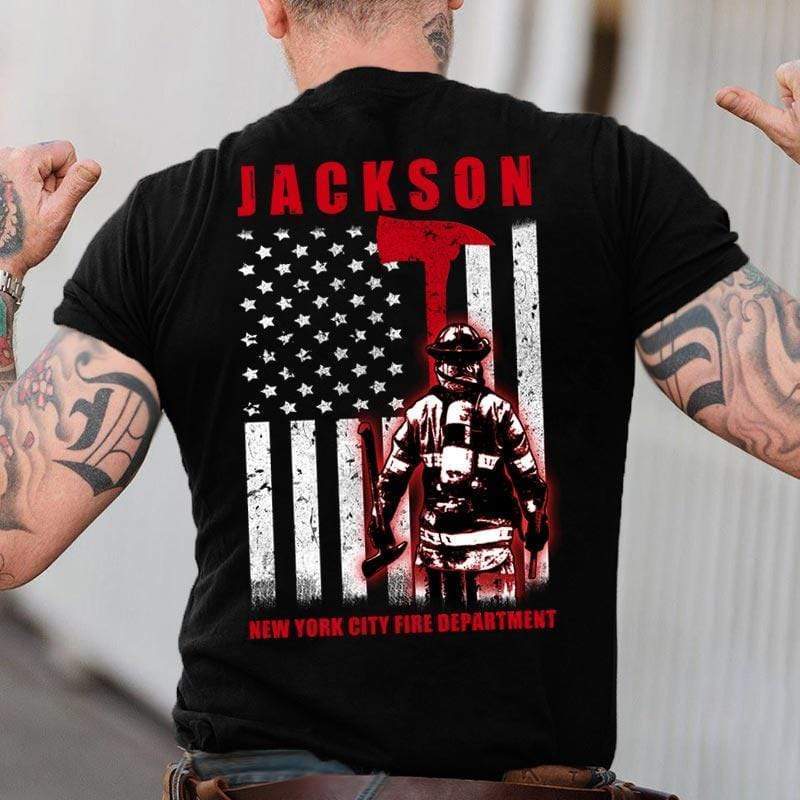 Father's Day Shirt, Personalized Firefighter Shirt, Bunker Gear Thin Red Line T-Shirt KM2905