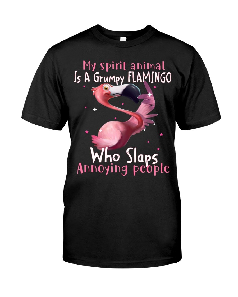 Flamingo Shirt, Shirts With Sayings, My Spirit Animal Is A Grumpy Flamingo T-Shirt KM0807