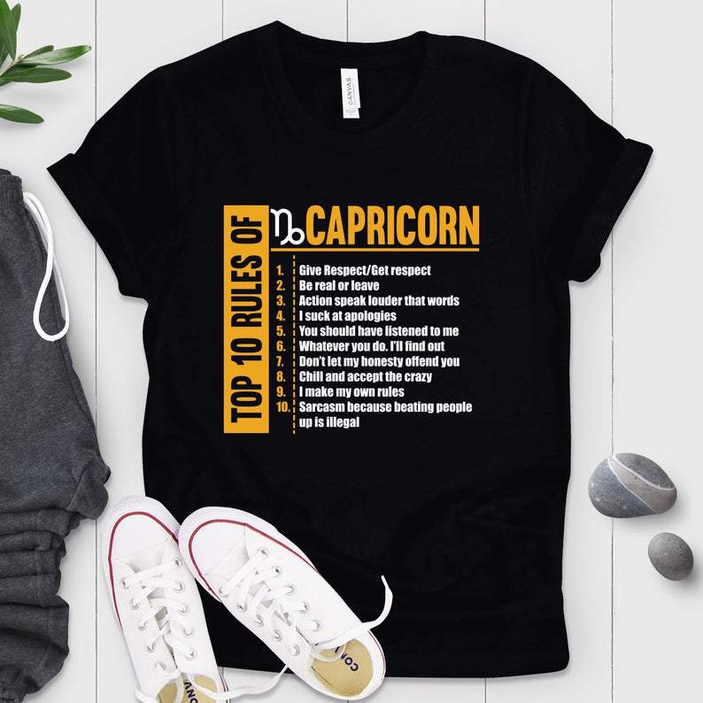 Funny Capricorn Shirt, Capricorn Zodiac Sign, Astrology Shirt, Top 10 Rules Of Capricorn Unisex T-Shirt