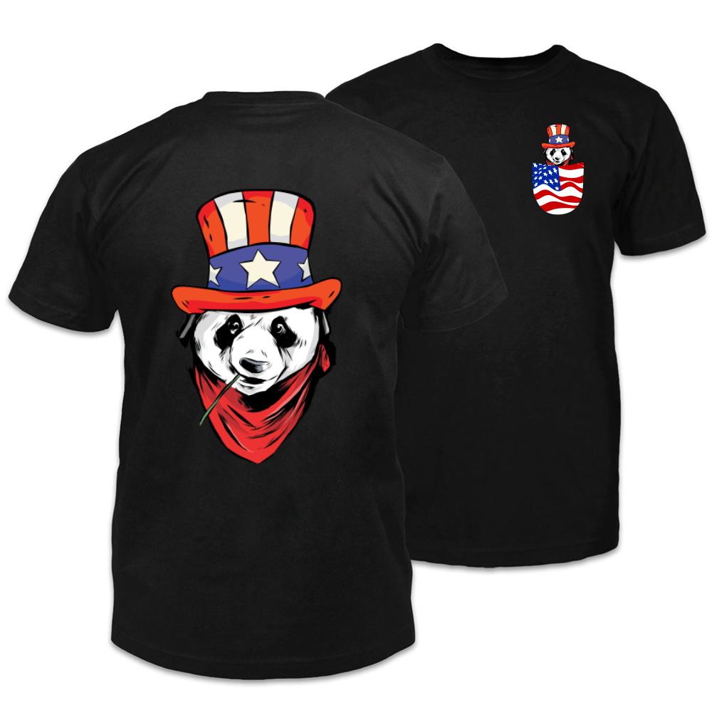 Funny Fourth Of July Shirts, 4th Of July Shirt, Panda America Hat Double Side Printed T-Shirt