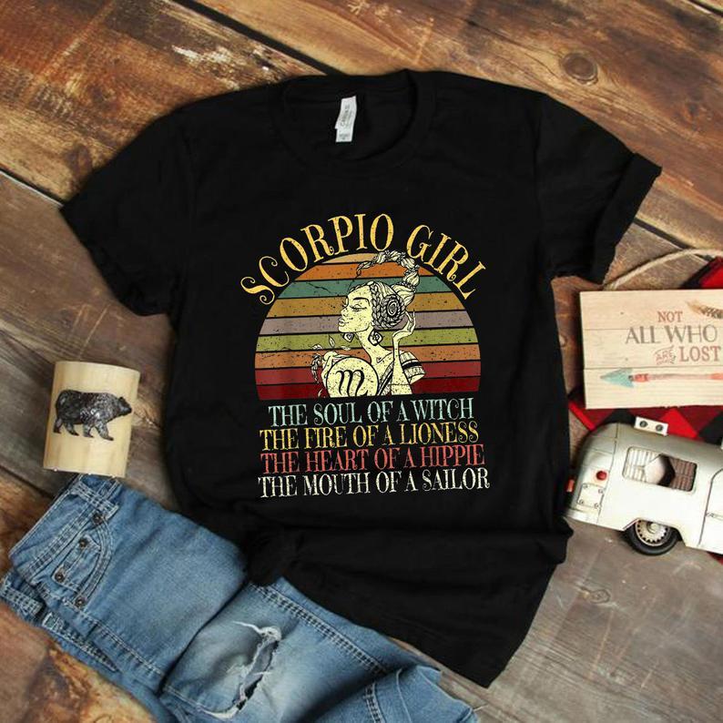 Funny Scorpio Shirt, Scorpio Zodiac Sign, Scorpio Girl The Soul Of The Witch, Birthday Gift For Her Unisex T-Shirt