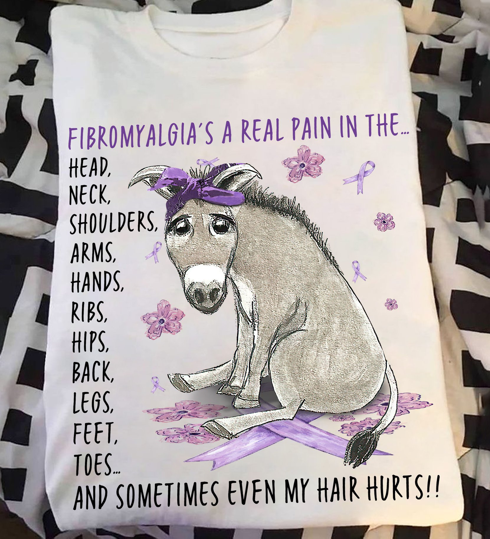 Funny Unisex T-Shirt, Fibromyalgia's A Real Pain In The Head, Neck T-Shirt