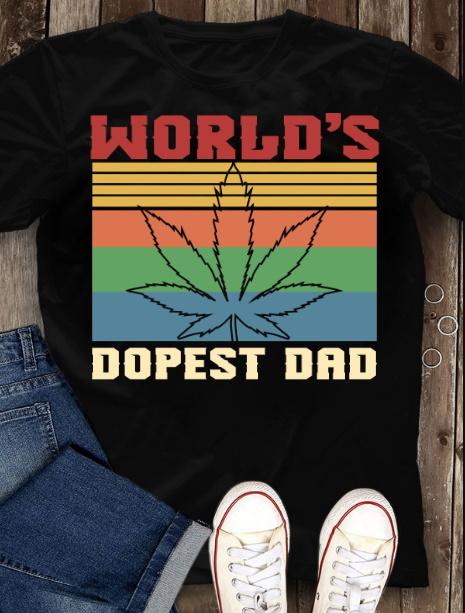 Gift Ideas For Father's Day, Daddy Shirt, Weed World's Dopest Dad Vintage Unisex T-Shirt