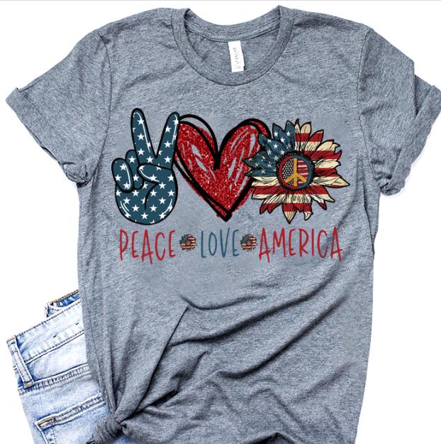 Peace Sign Shirt, Patriot Shirt Peace, Love, America T-shirt HA1306 Peace Sign Shirt, Patriot Shirt Peace, Love, America T-shirt HA1306