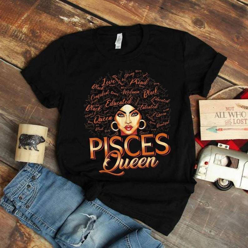 Pisces Shirt, Pisces Zodiac Sign, Black Women Afro Hair Art Pisces Queen Unisex T-Shirt Pisces Shirt, Pisces Zodiac Sign, Black Women Afro Hair Art Pisces Queen Unisex T-Shirt