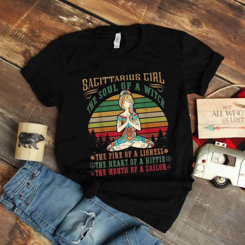 Sagittarius Birthday Shirts, Sagittarius Zodiac Sign, Sagittarius Girl The Soul Of A Witch, Gift For Her Unisex T-Shirt