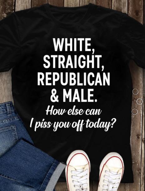 Shirts With Sayings, White Straight Republican Male T-Shirt KM2207