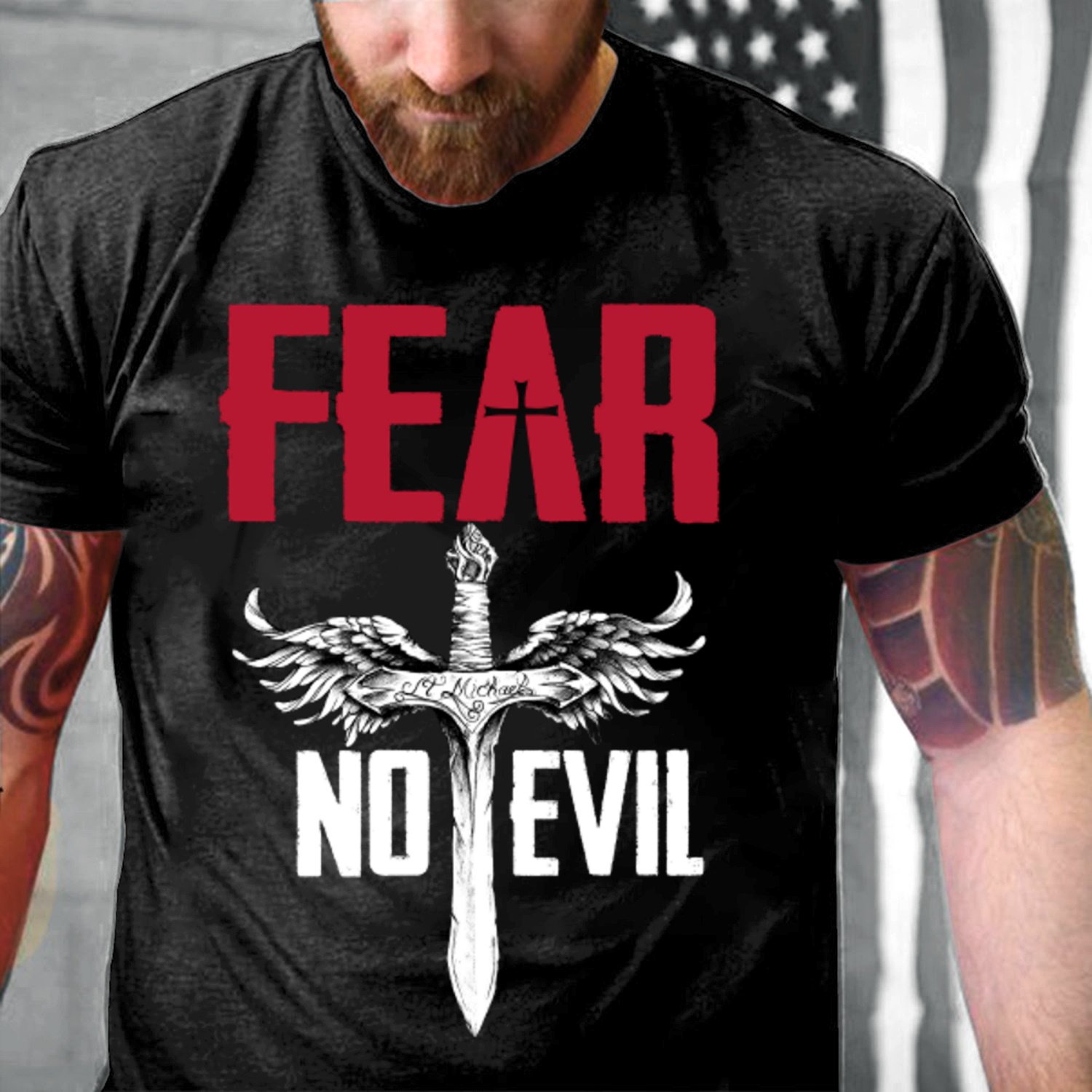 Veteran Shirt, Father's Day Shirt, Fear No Evil Cross Wing T-Shirt KM2705