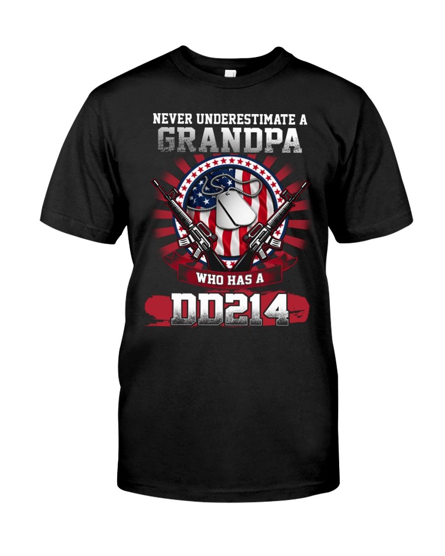 Veteran Shirt, Gifts For Veteran, Never Underestimate A Grandpa Who Has A DD214 T-Shirt KM2905