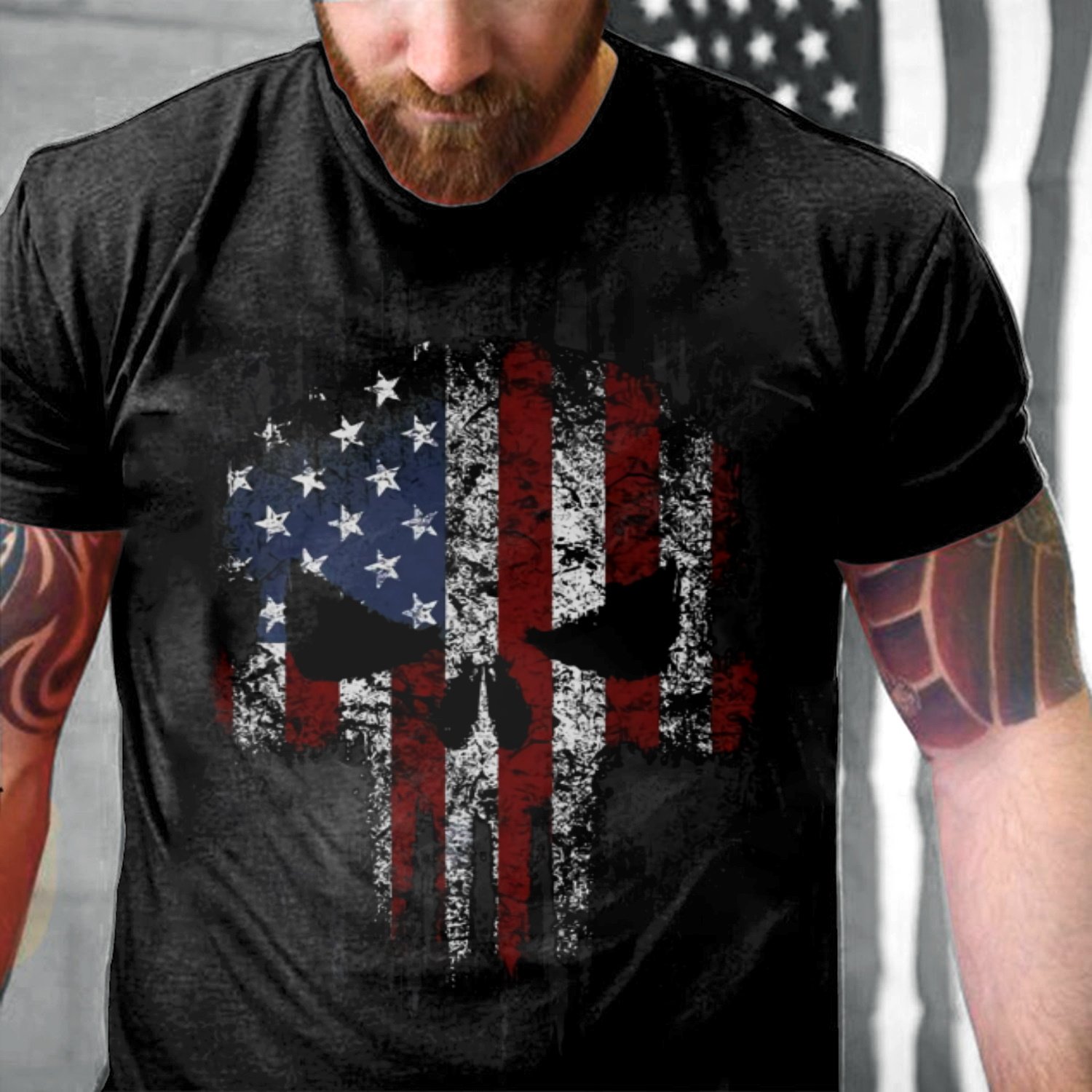 Veteran Shirt, Skull Shirt, American Skull T-Shirt KM0908