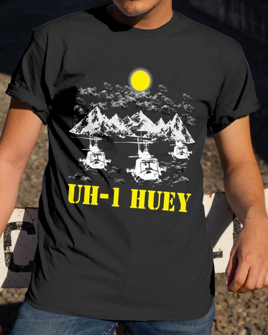 Veteran Shirt, UH 1 HUEY Moonlight Night Classic T-Shirt, Father's Day Gift For Dad KM1304