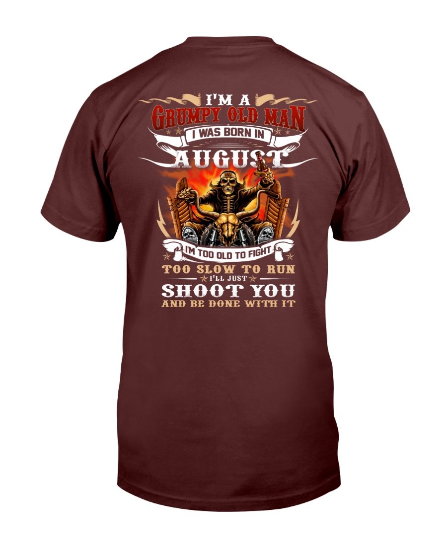 Veteran T-Shirt, Gift For Dad, Im A Grumpy Old Man I Was Born In August T-Shirt 1&nbsp;