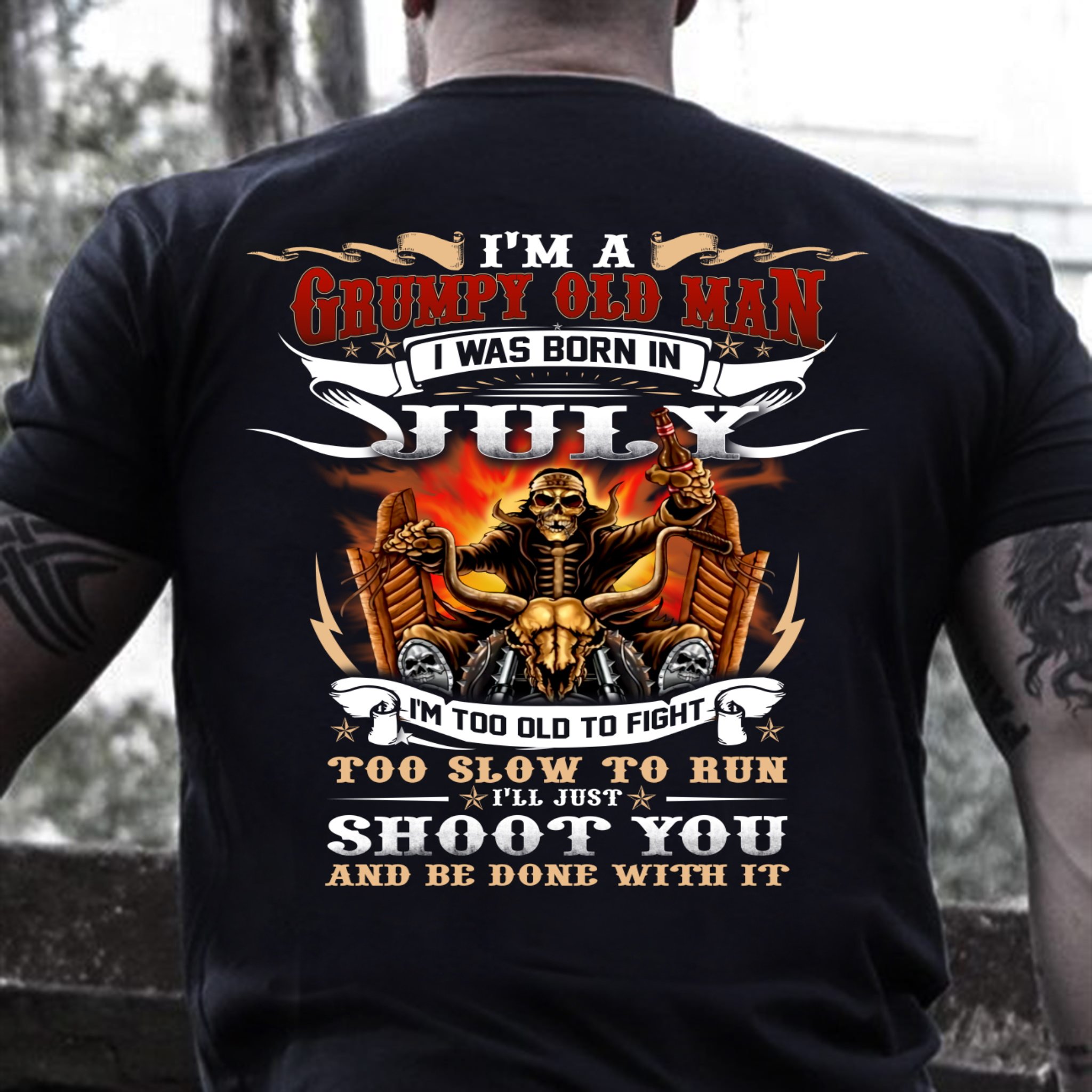 Veteran T-Shirt, Gift For Dad, I'm A Grumpy Old Man I Was Born In July T-Shirt