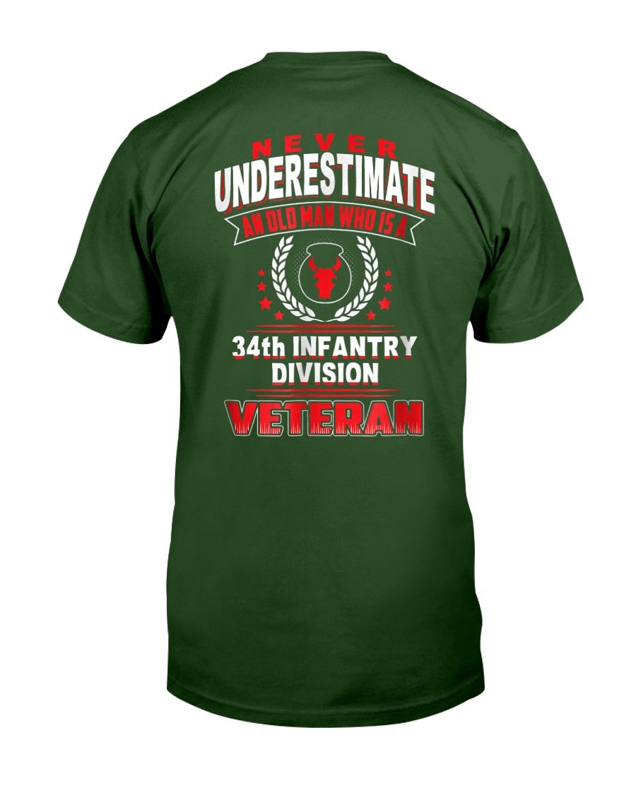 Never Underestimate An Old Man Who Is A Veteran of 34th T-Shirt 2 » Cool Gifts for You - Mfamilygift Never Underestimate An Old Man Who Is A Veteran of 34th T-Shirt 2