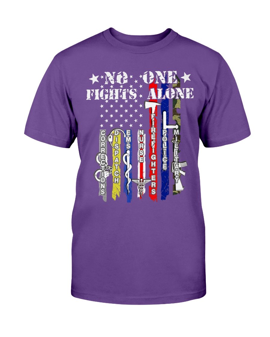 No One Fights Alone Shirt USA Flag Veterans Army Police T-Shirt 2 » Cool Gifts for You - Mfamilygift No One Fights Alone Shirt USA Flag Veterans Army Police T-Shirt 2
