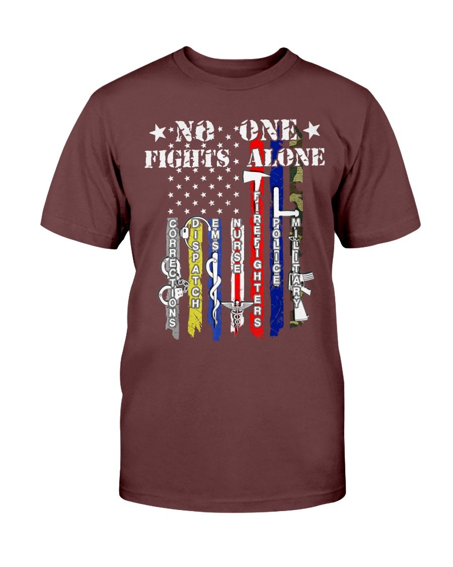 No One Fights Alone Shirt USA Flag Veterans Army Police T-Shirt 3 » Cool Gifts for You - Mfamilygift No One Fights Alone Shirt USA Flag Veterans Army Police T-Shirt 3