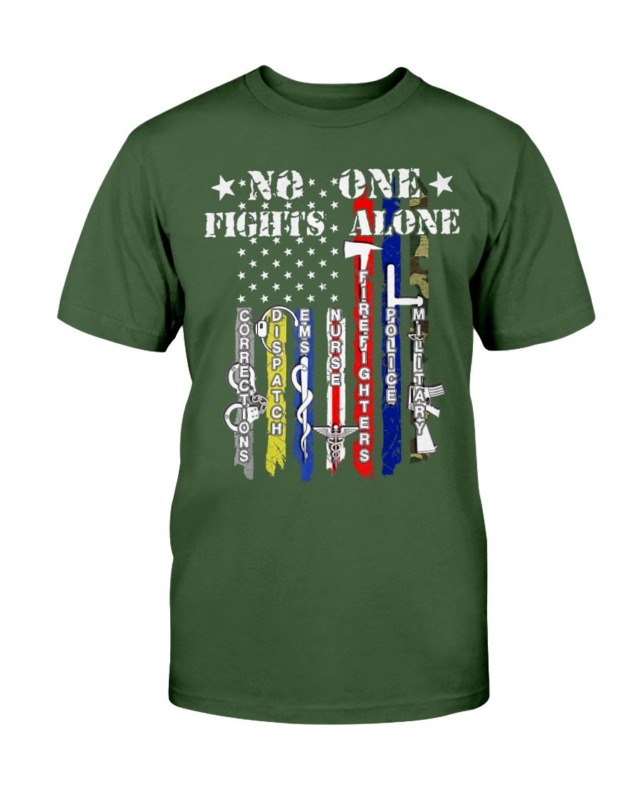 No One Fights Alone Shirt USA Flag Veterans Army Police T-Shirt 4 » Cool Gifts for You - Mfamilygift No One Fights Alone Shirt USA Flag Veterans Army Police T-Shirt 4