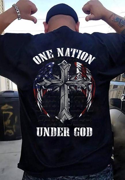 One Nation Under God Cross Wing American Flag T-Shirt