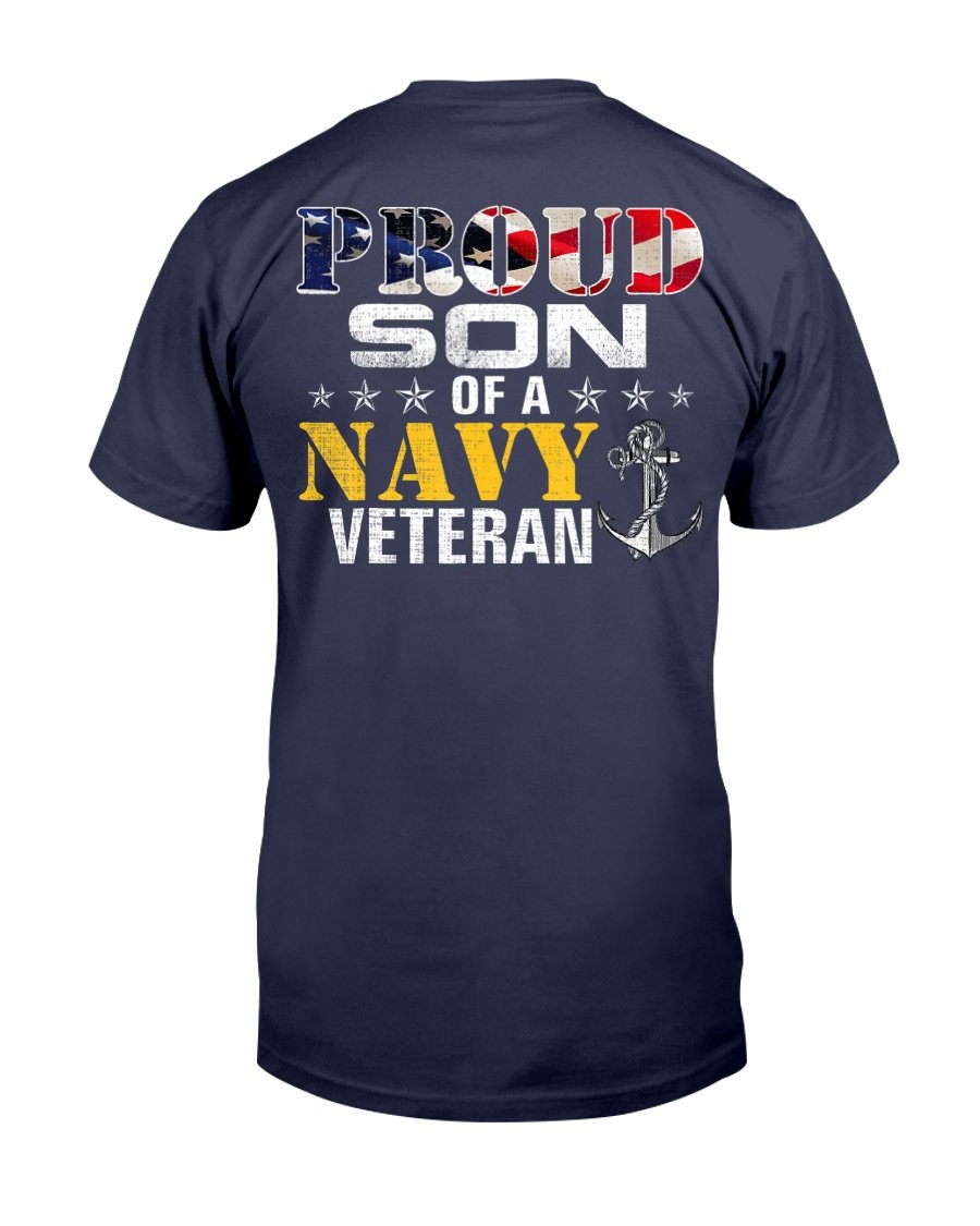 Proud Son Of A Navy Veteran American Flag Military T-Shirt 1&nbsp;