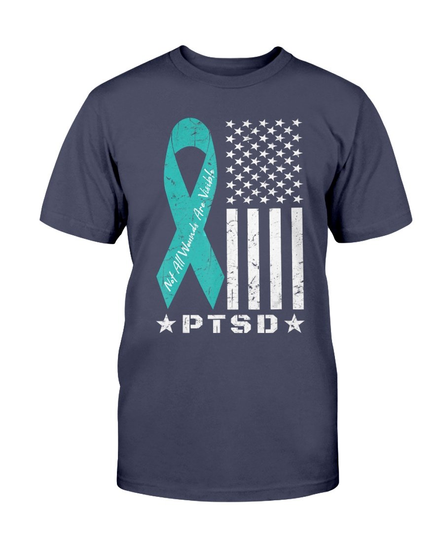 PTSD Awareness Veteran Not All Wounds Are Visible AR-15 Flag T-Shirt 1&nbsp;