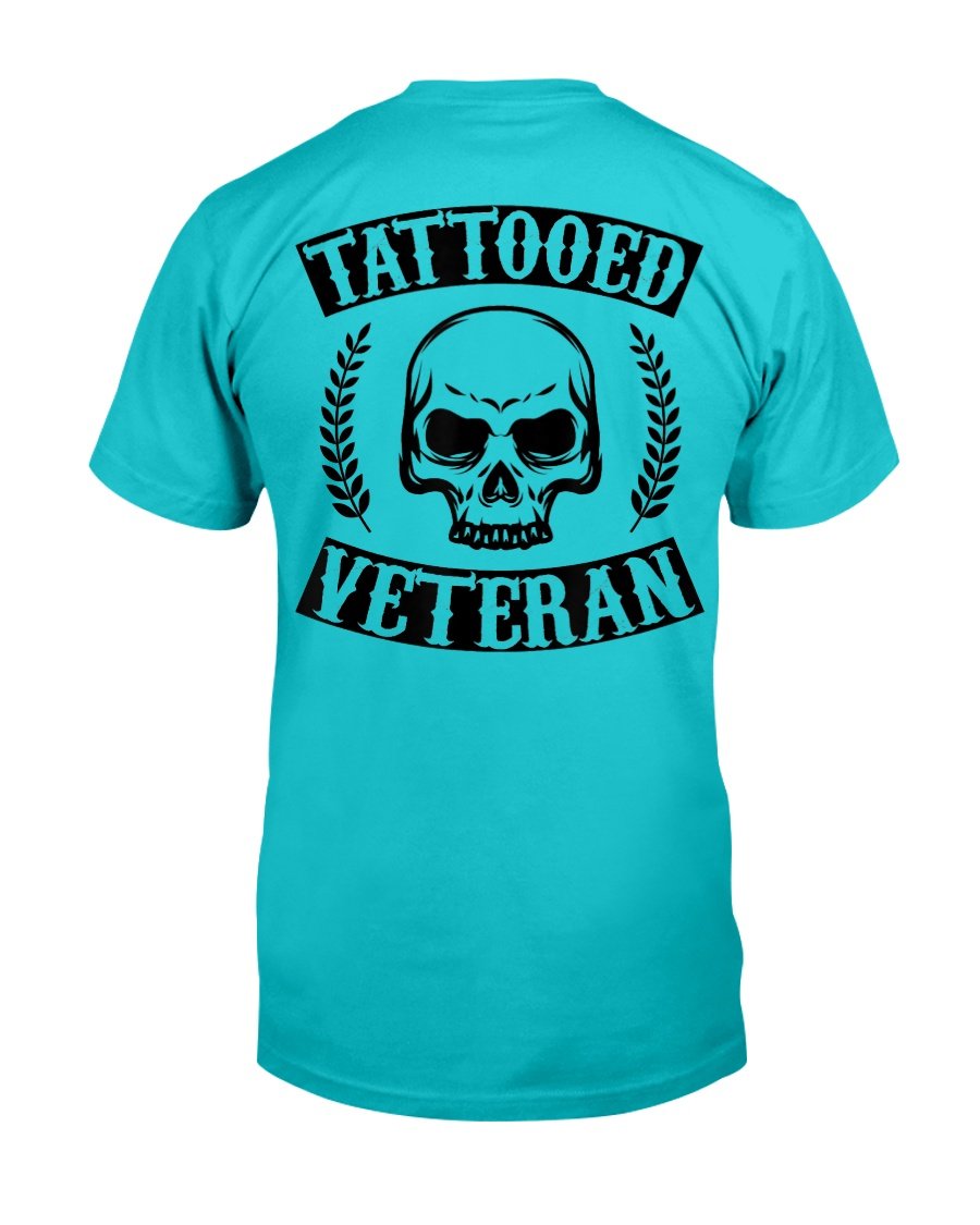 Tattooed Veteran Black Tribal Tattoo Gun Gift T-Shirt 2 » Cool Gifts for You - Mfamilygift Tattooed Veteran Black Tribal Tattoo Gun Gift T-Shirt 2