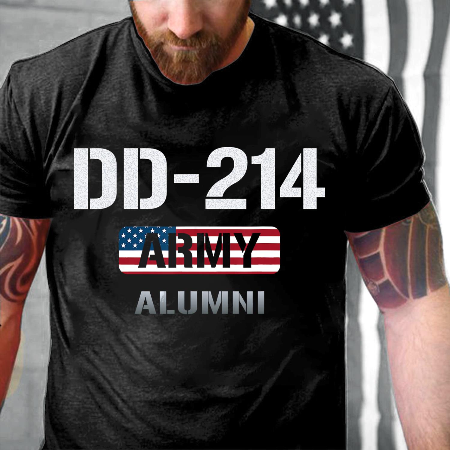 USA Flag DD-214 US Army Veteran Alumni T-Shirt USA Flag DD-214 US Army Veteran Alumni T-Shirt