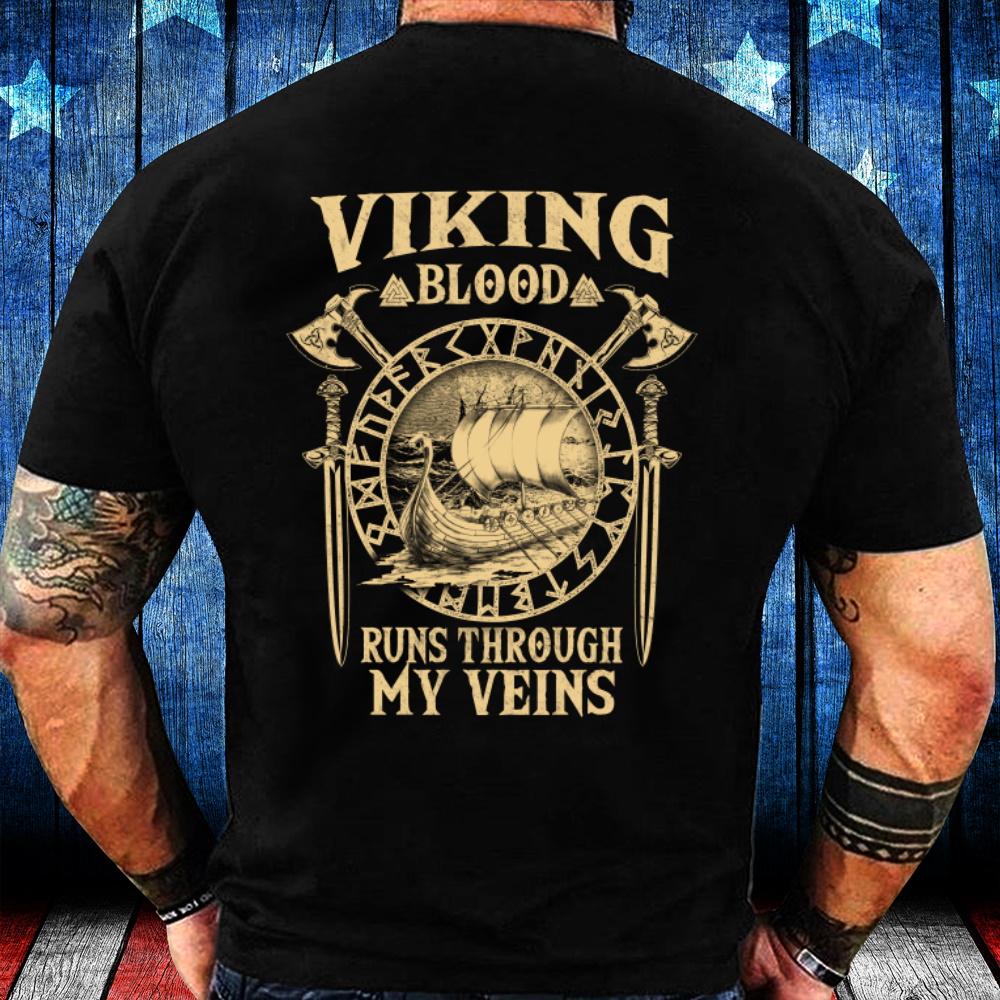 Veterans Day Unisex T-Shirt, Viking Blood Runs Through My Veins Unisex T-Shirt
