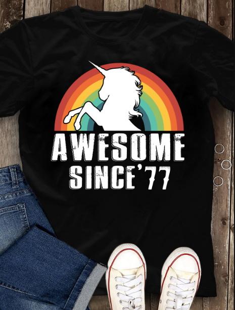 Vintage 1977 Shirt, 1977 Birthday Shirt, Birthday Gift Idea, Awesome Since 1977 Unisex T-Shirt KM0405