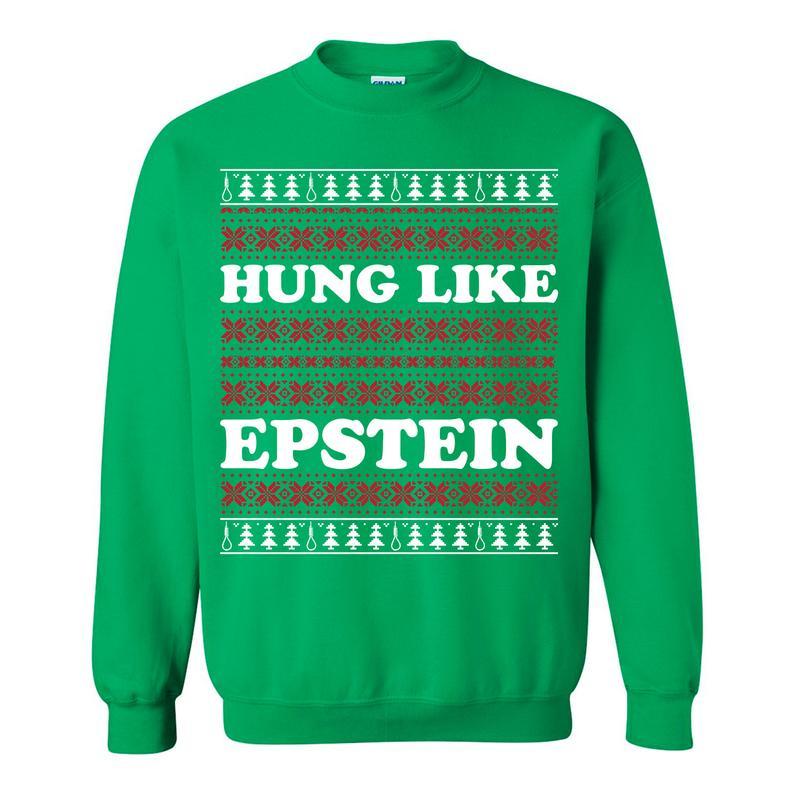 Hung like Epstein kelly ugly sweatshirt, Christmas lights are a lot like Epstein ugly sweater,Christmas Lights Are A Lot Like Epstein, They Don?t Hang Themselves, Ugly Christmas Sweater, Red Sweatshirt, Funny Epstein Shirt, Party