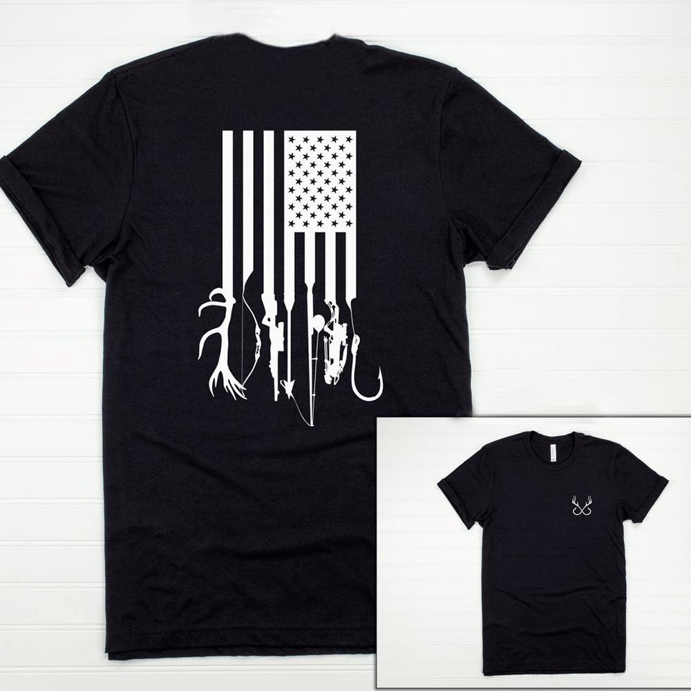 Hunting and Fishing Flag Shirt Hunting Gift for Him