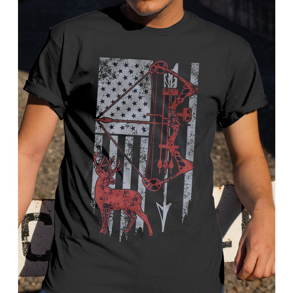 Hunting Dad With American Flag Shirt ? Dad Shirt Gsge
