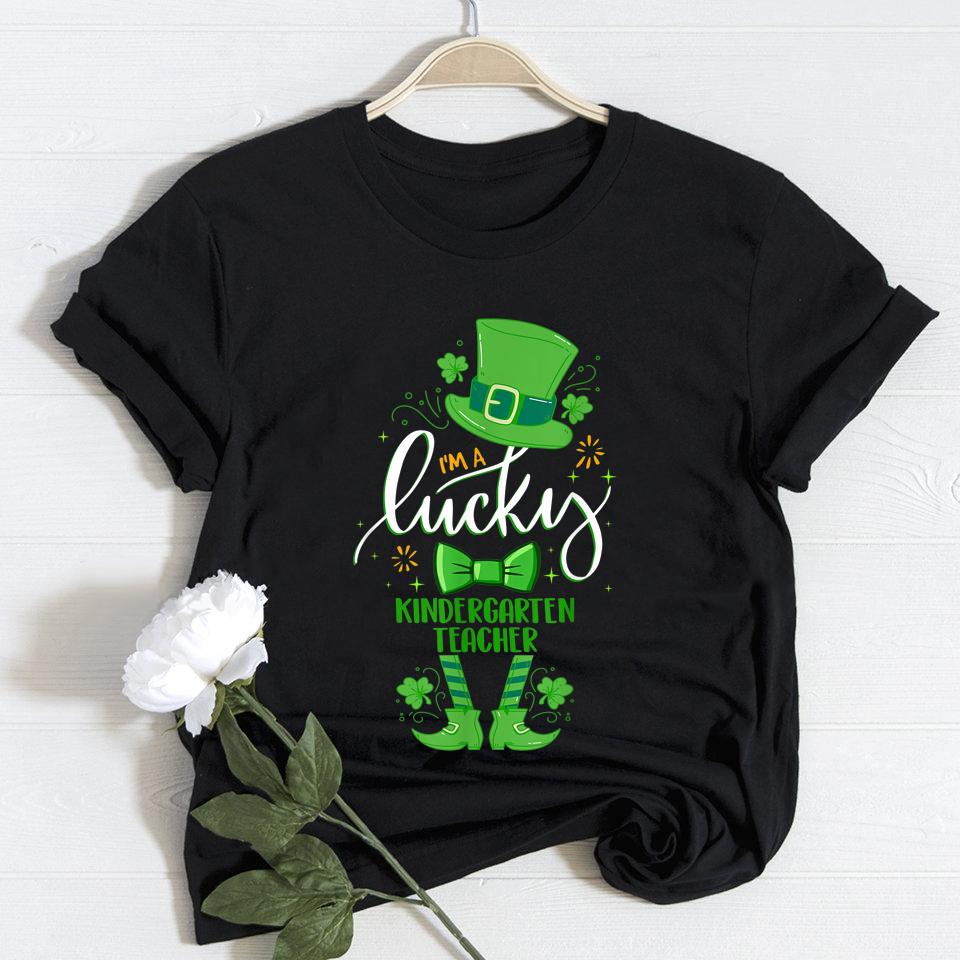 I?m a lucky kindergarten teacher st patricks day t-shirt ? GST