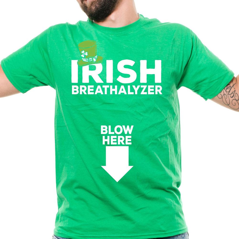 Irish breathalyzer blow here funny saint patricks day t-shirt ? GST
