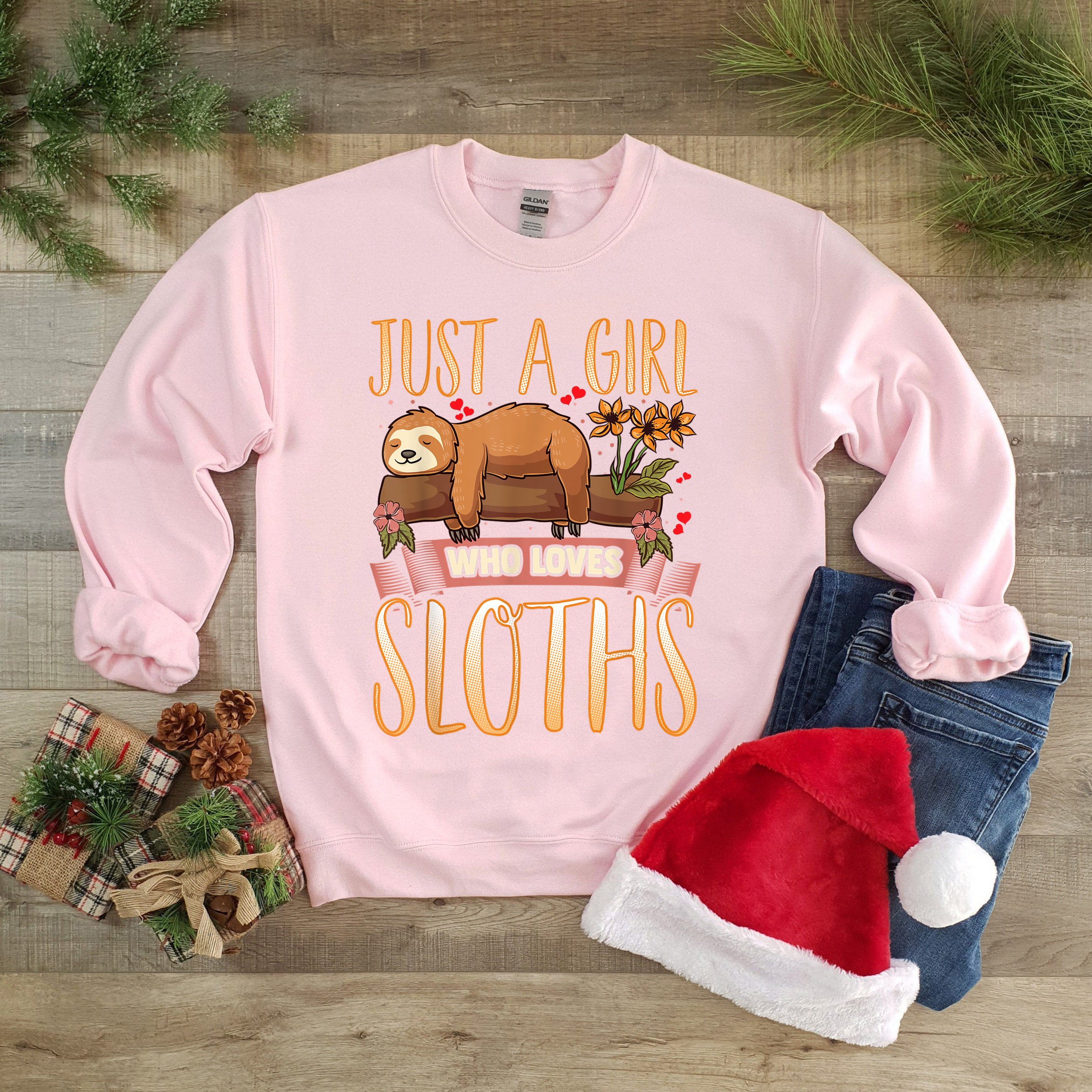 Just a girl who loves sloths gift cute sloth lover mom kids sweater, christmas shirts, gifts for her, sloth sweater, sloth christmas sweater, christmas gifts for teen girl, christmas gifts for her ? GST
